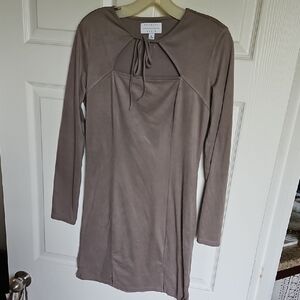 Brown Long Sleeve Sheath Dress